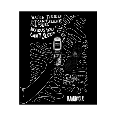 imanigold ride on poster squiggles and cell phone with song lyrics